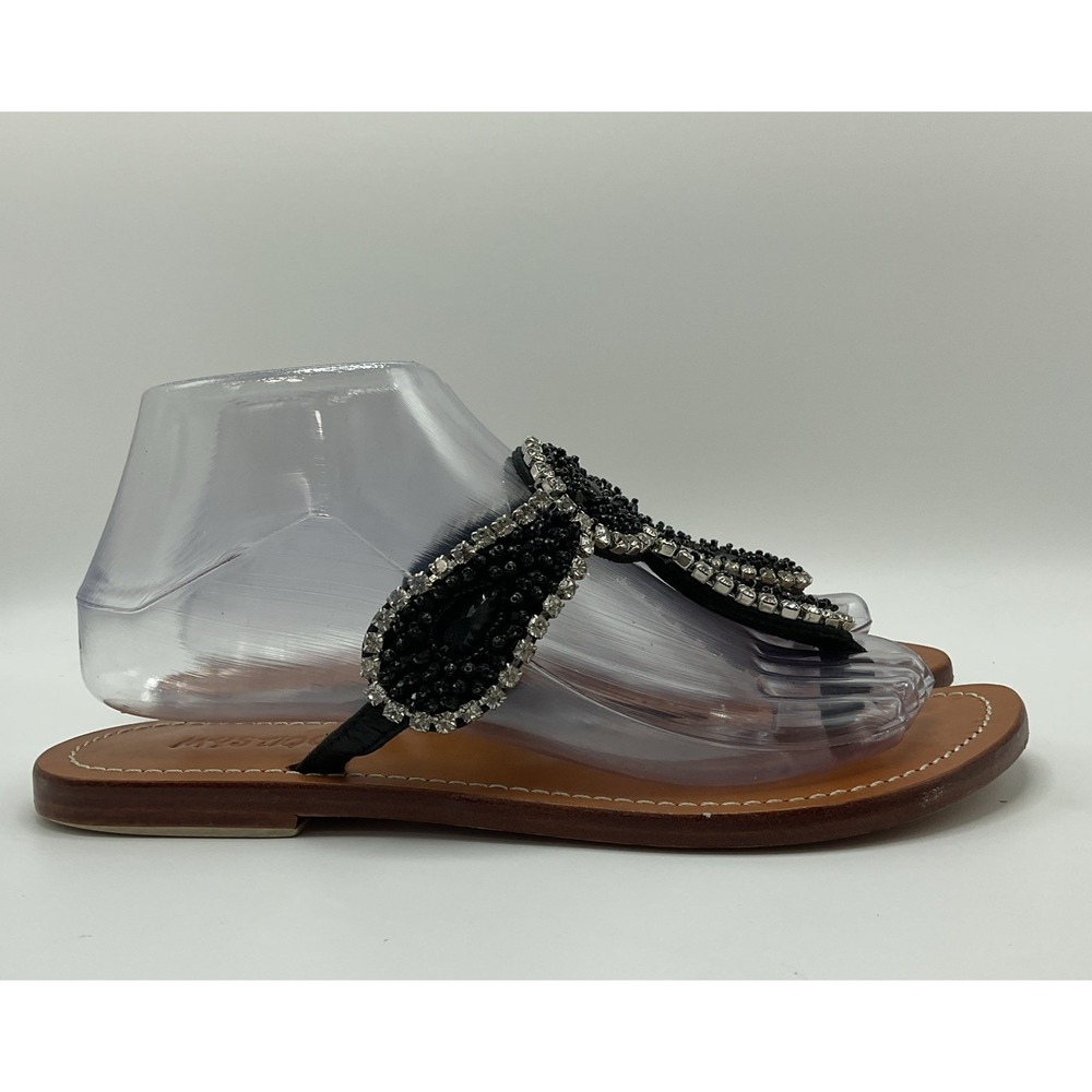 Mystique Black Rhinestones Bling Sandals Womens Size 7 Dark Coquette Whimsigoth